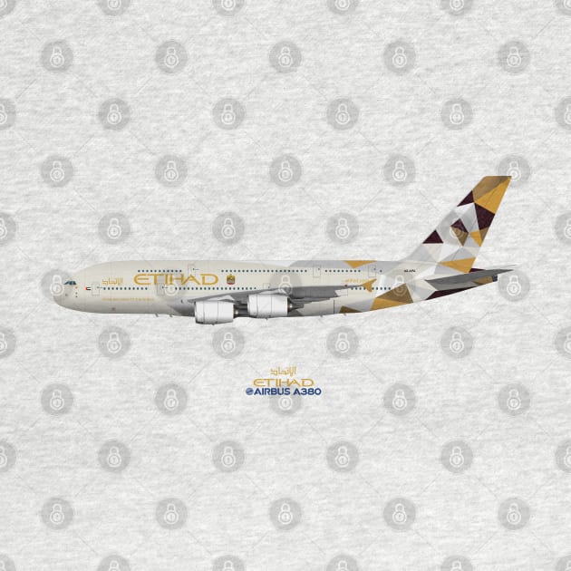 Illustration of Etihad Airways Airbus A380 by SteveHClark